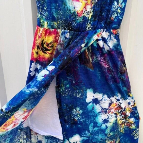 True Freedom Dress High-low Floral Strappy Blue Womens Small S - Picture 5 of 10